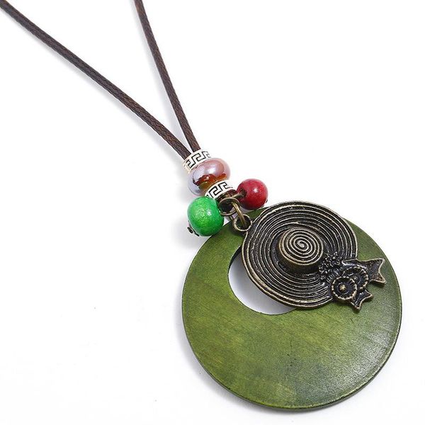 

pendant necklaces fashion vintage women long necklace alloy hat statement handmade leather rope chain retro charm casual girl jewelry gift, Silver