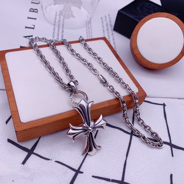 

factory wholesale s925 silver croix classic necklace male hip hop punk cross pendant hea/rtsch/rome