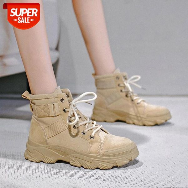 

canvas boots female 2020 new autumn and winter wild british wind female high-lace boots women sneakers zapatos mujer #xh0l