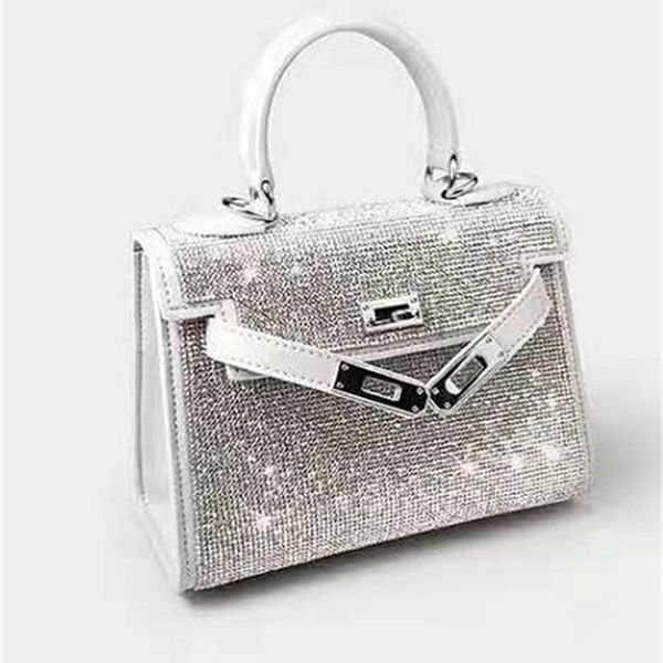 

2021 fashion new style inlaid diamond belt buckle young women's mobile phone banquet bag black