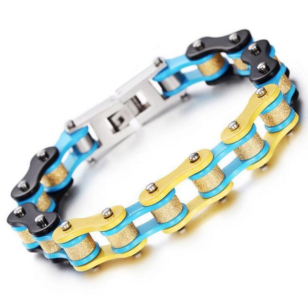 

link, chain 20-21cm *10mm pink blue orange yellow motorcycles bicycle bracelet men's women 316l stainless steel fashion biker style, Black