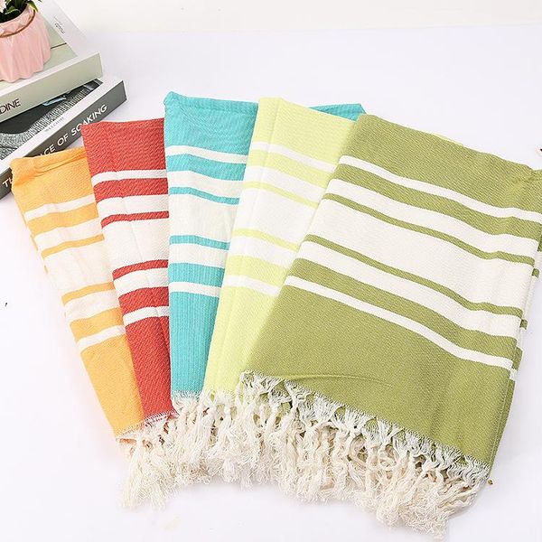 

towel turkish beach tassel cotton fabric adults 100% stripes thin bath summer towels 100x180cm