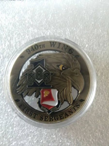 Regalo degli Stati Uniti 940th Wing First Sergeants Souvenir Coin American Veteran Air Force Moneta commemorativa in rame placcato militare