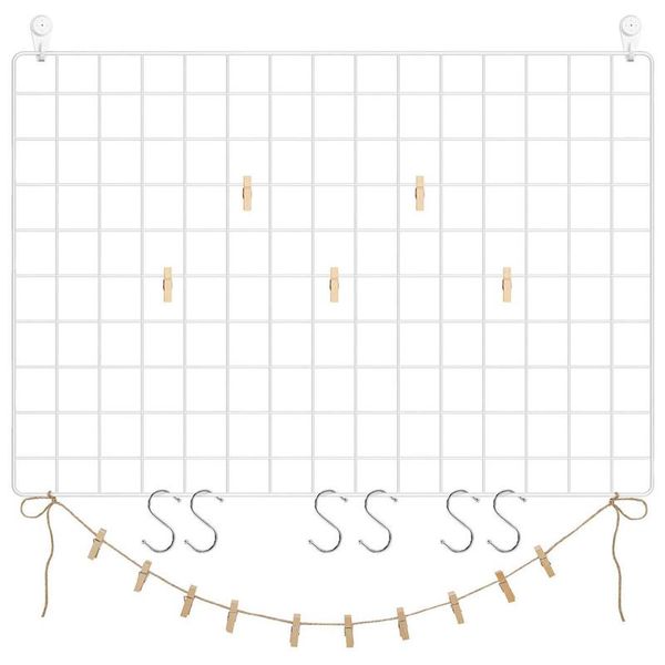 

grid panel, p wall display,mesh wall decor, multifunctional hanging picture wall, diy art display, with s-shaped hooks