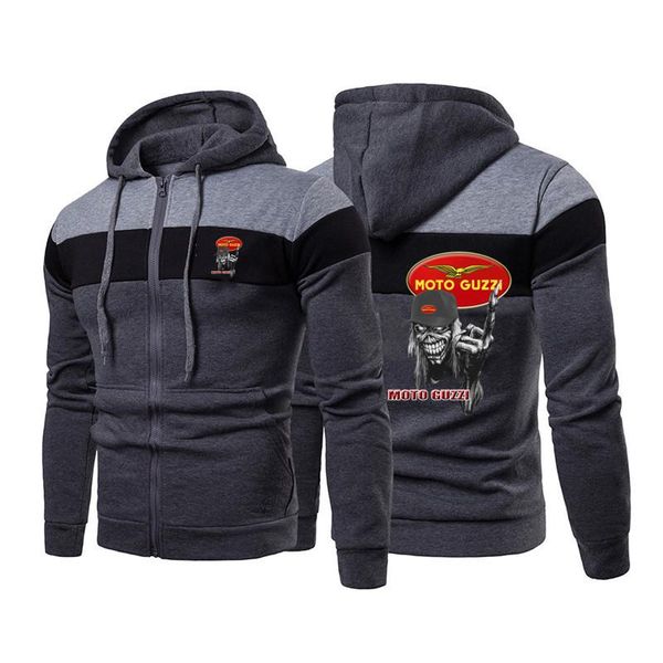 

men's hoodies & sweatshirts 2021 spring and autumn spliced hoodie moto guzzi logo fashion novel trend casual all-match jacket, Black