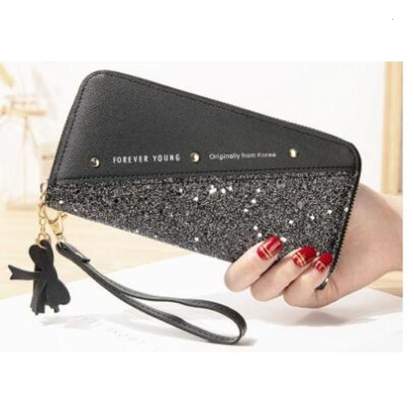 

sale1 on styles/party fashion lovers patchwork glitter women long pu leather women's wallets, Red;black