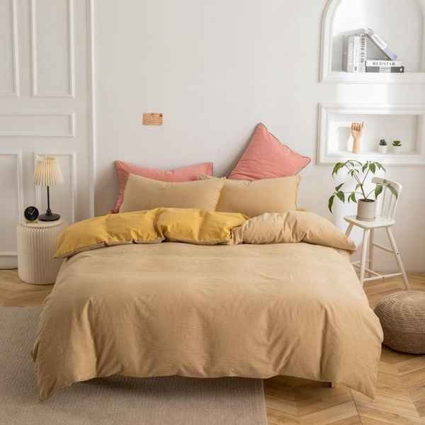 

bedding sets michiko simple luxury solid color duvet cover needle cptton four piece set