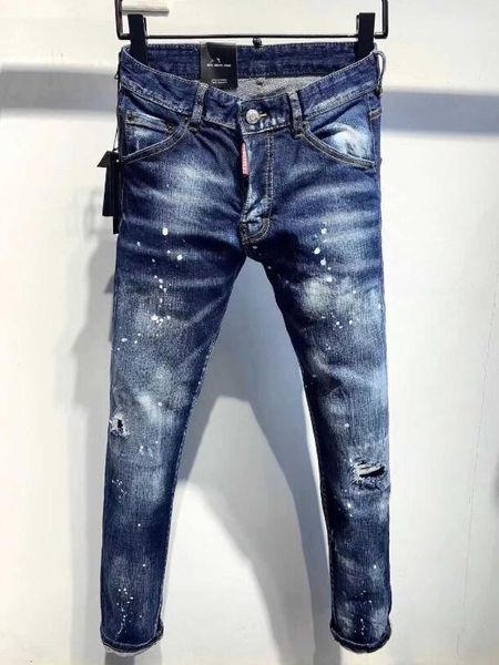 

men's jeans pants design cool men slim denim trousers blue hole for 9810