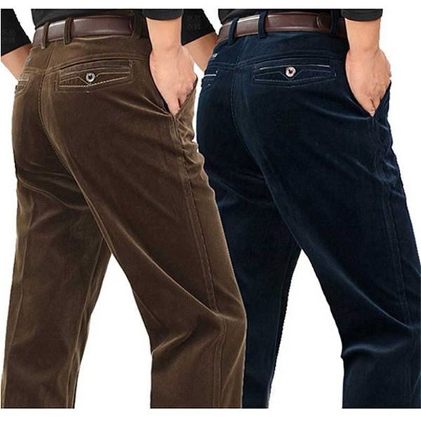 

corduroy pants loose middle-aged joggers middle-aged men dad installed in autumn and winter men's casual pants corduroy 211108, Black