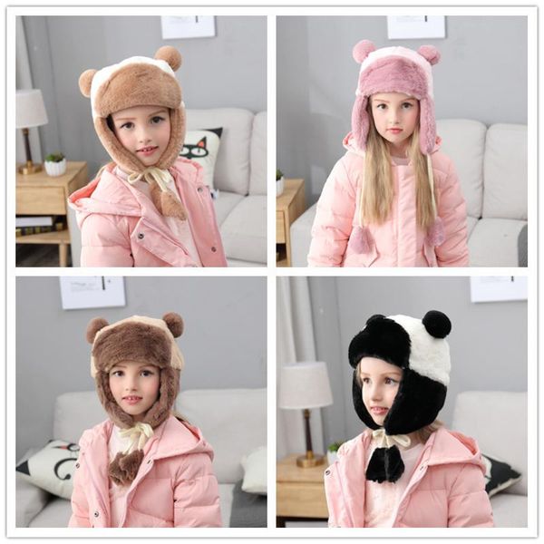 

caps & hats children 's hat winter european and american style stitching plush baby sleeve cap boys girls warm cold, Yellow