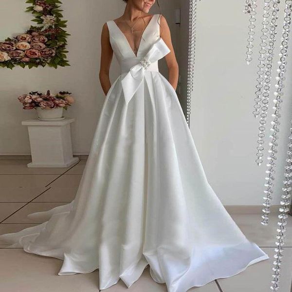

other wedding dresses 2021 dress simple v-neck halter design, White