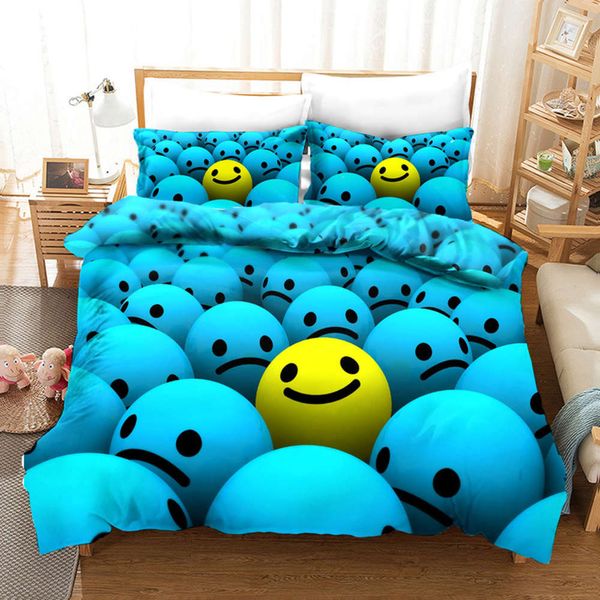 

smiling face can be infected bedding set 3pcs exprsions smiling pattern duvet cover with pillowcas bedroom decoration adult