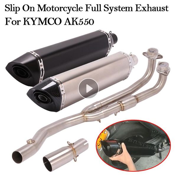 

motorcycle exhaust system full for kymco ak550 ak 550 escape moto db killer modified muffler front mid middle link pipe slip on
