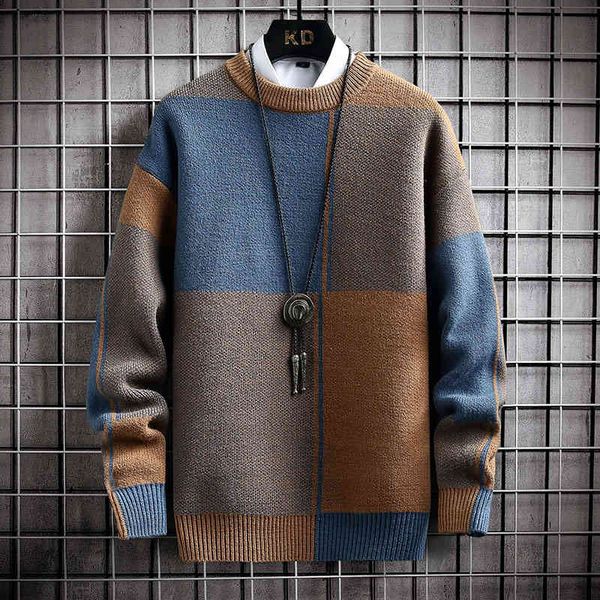 

men's sweaters winter handsome plaid sweater harajuku s jumper thick warm turtleneck pullover male christmas 9tf6, White;black