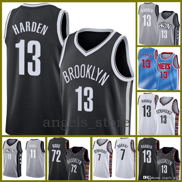 

brooklyns basketball jersey net 2021 new james james 13 harden kevin mens 7 durant kyrie 72 biggie irving lavender, Black;red