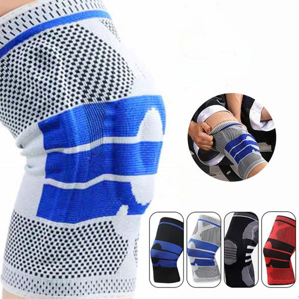 

elbow & knee pads 1 piece silicone strap braces for arthritis joints support meniscus compression protection sport, Black;gray
