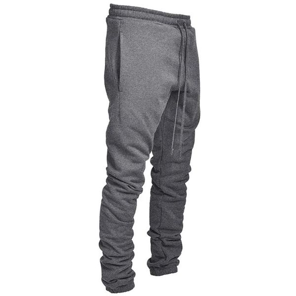 

men's pants sweatpants men solid casual jogger clothing pocket elastic waist drawstring sports trouser, Black