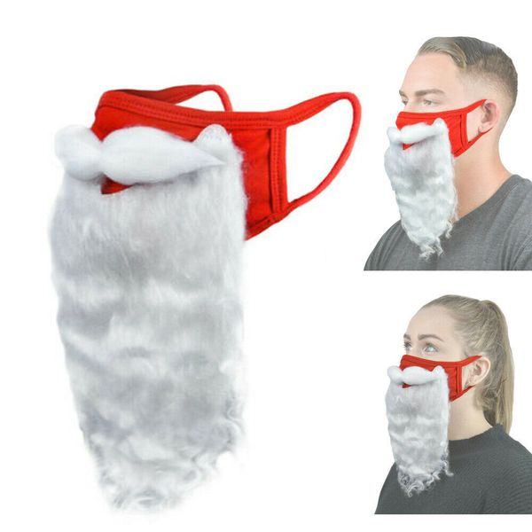 Maschera da barba divertente di Babbo Natale Decorazioni natalizie Party Dress Up Maschera bianca Maschere per il viso in cotone antipolvere w-011298