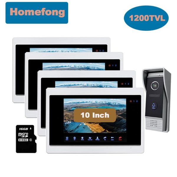 

homefong wired video intercom system door phone doorbell camera kit 2/3/4 monitors 1 outdoor station day night vision record