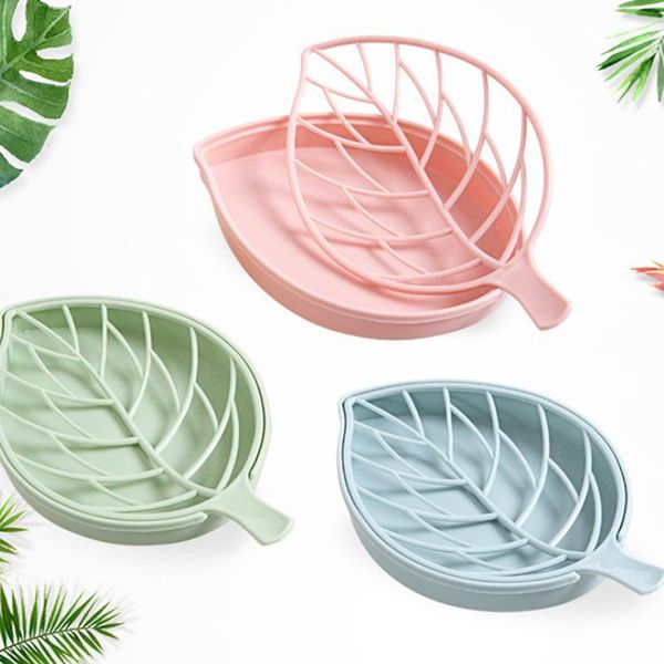 

soap dishes 2pcs leaf shape holder non slip box toilet shower tray draining rack bathroom gadgets dish