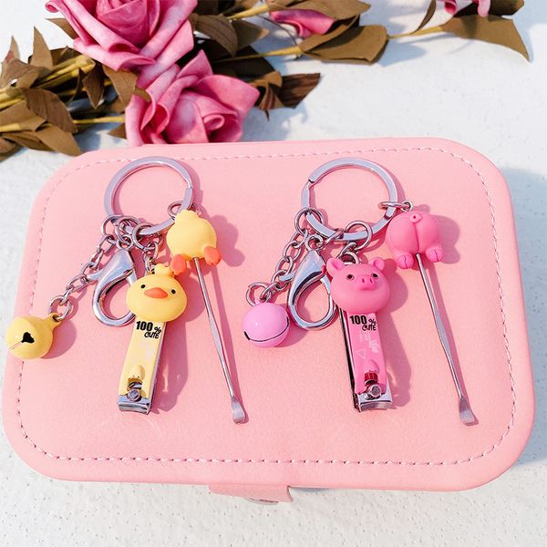 

cartoon keychains anime creative cute nail scissors earpick hardware animal keychain fashion trend bag pendant couple gift unisex, Silver