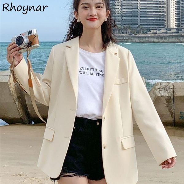 

women's suits & blazers womens spring fashion soft loose streetwear sweet ladies vintage all-match korean style tender simple solid fit, White;black