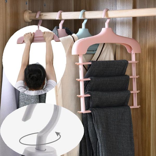 

hangers & racks multilayer clothes hanger storage rack organizer wall rotated 360 degrees support non-slip pants drying