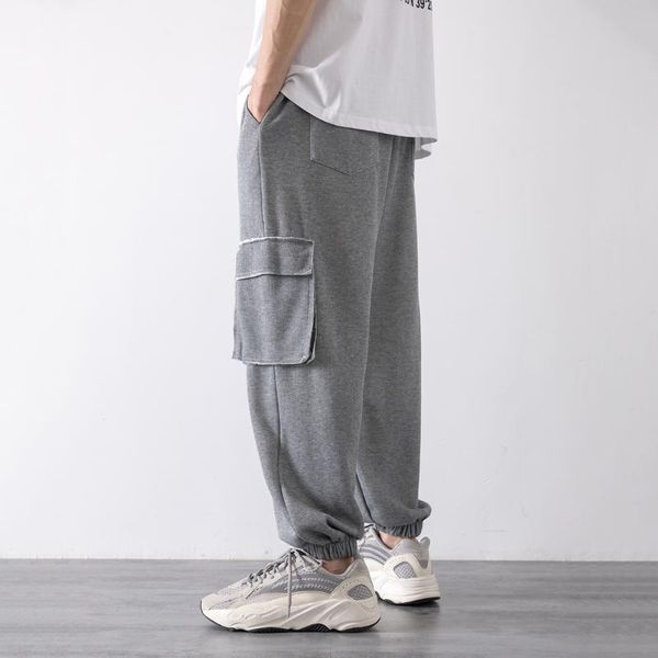 

men's pants trendy leggings korean loose sports summer thin vertical casual versatile wide leg guard, Black