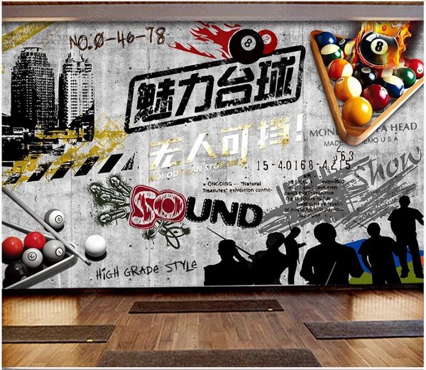 Papel de parede personalizado 3d ginásio murais wallpapers moderno bilhar entretenimento urbano ferramentas fundo papéis de parede decoração