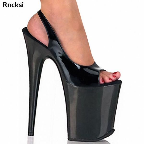

rncksi new women 20cm sole high heel platforms night club pole dance sandals dress wedding dance shoes, Black