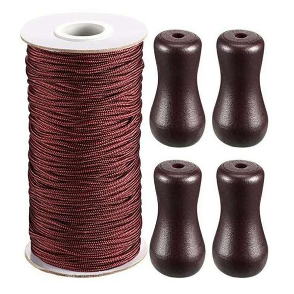 

shower curtains 1 set drawstring curtain tieback wooden bead pendant holder (brown)