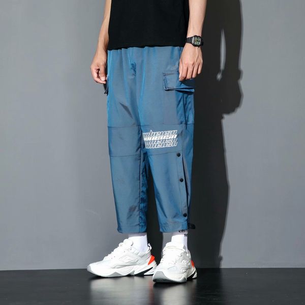 

cargo zazomde streetwear pants men reflective loose hip hop casual pants mens harem pant harajuku jogger sweatpant men trousers c0222, Black