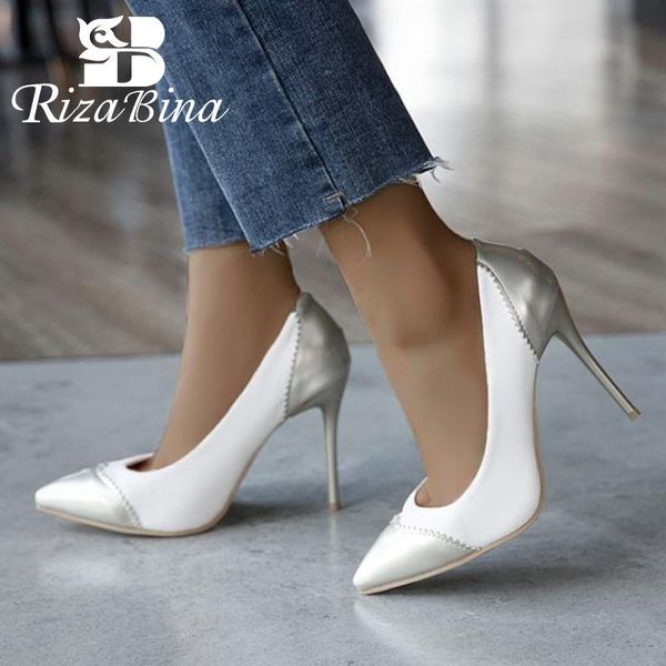 

dress shoes rizabina plus size 33-47 women pumps pointed toe super high heel patchwork slip on westrn party mujer zapatos, Black