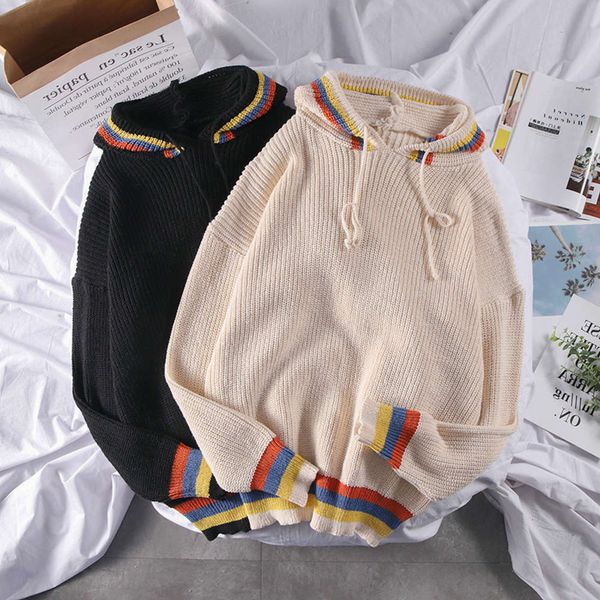 

2021winter new style thickened for boys loose and lazy sweater trend korean hooded coat, White;black