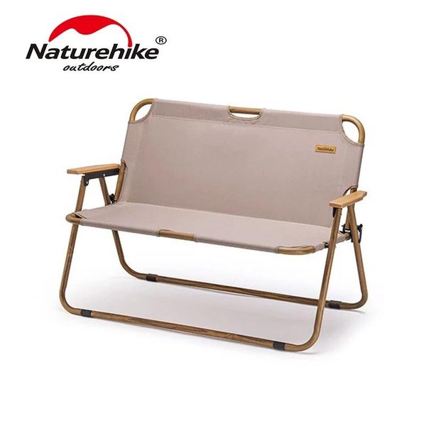 

naturehike wood grain metal aluminum alloy folding double seats bench outdoor furniture camping chair