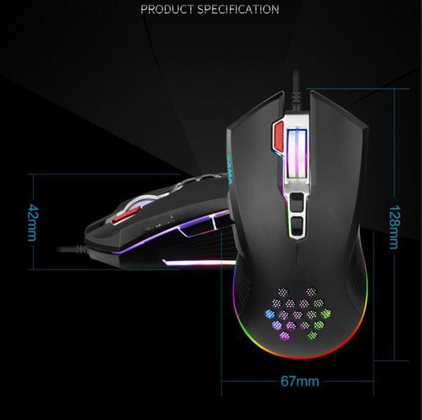 

mice dm6809 wired mouse lightweight colorful rgb luminous gaming office