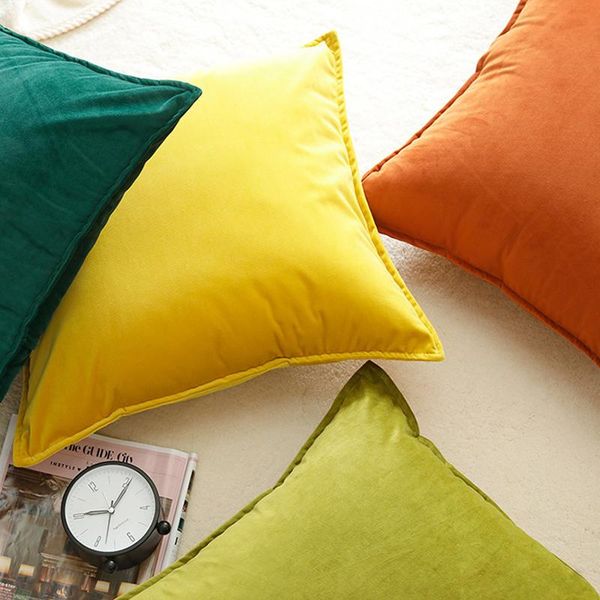 

pillow case soft velvet cushion cover home decorative sofa covers for car bedroom pure color pillowcase nordic decor
