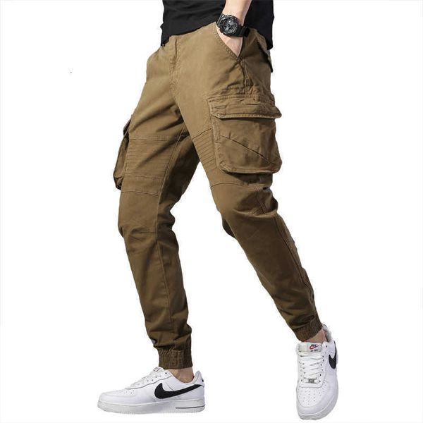 

fashion brand multi pocket personalized overalls men's sports leisure versatile legged pants, Black