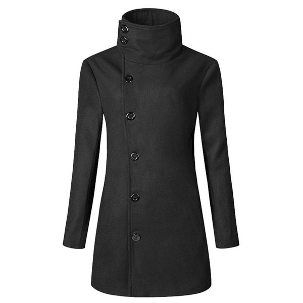 

men's jackets veste femme autumn and winter casual warm single-breasted mid-length windbreaker woolen coat slim fit male jacket, Black;brown