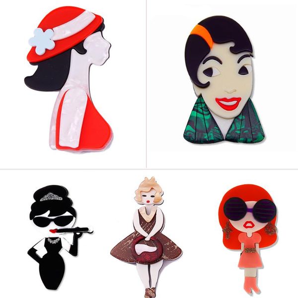 

pins, brooches farlena selling animal acrylic brooch for women stitching acetate resin bird pins clothes accessories, Gray