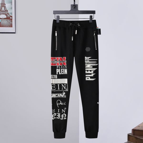 

plein bear jogging trousers stones gothic mens womens pants sports luxury designers sweatpants drawstring joggers couple brand clothing 8420, Black