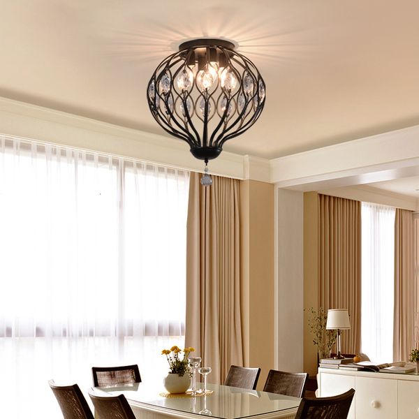 

cristal led ceiling light to house fourth corridor porch modern indoor round room luxury black lamp staircase assembly on surface esl5