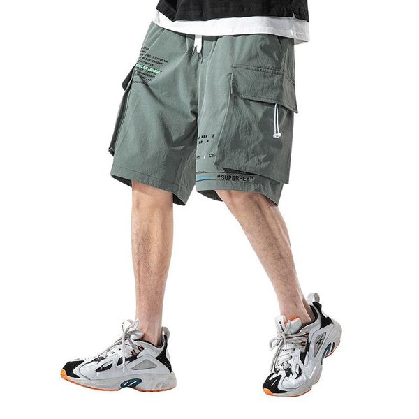 

men's summer classic cargo shorts fashion mutil-pockets vintage men hip hop casual streetwear harajuku pants, White;black