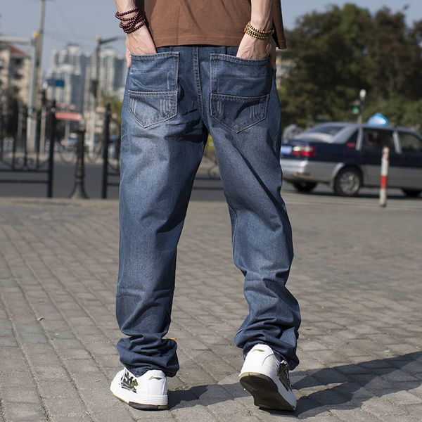 

wide leg mens hip hop baggy streetwear bell bottom denim pants for men loose straight fit jeans homme blue boo elmz