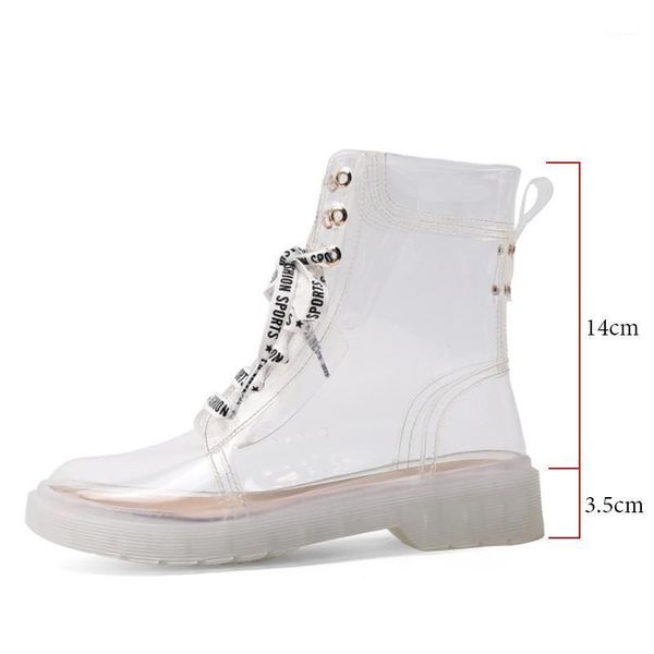 

boots spring/autumn women transparent ankle round toe rain shoes lace-up party for lady comfortable low heel1, Black