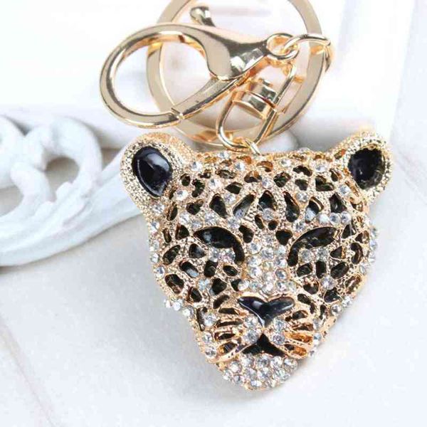 Keychains Leopard Print Lion Head Bolsa, design criativo, carro de cristal básico, moda de design, bom parceiro, pingente de breloque