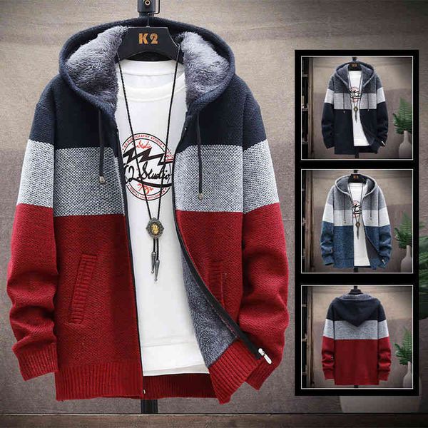 

sweater wear men's cardigan korean fashion autumn and winter plush thickened sweater, Black