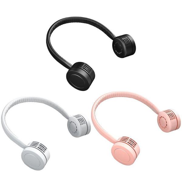 

portable leafless hanging neck fan usb charging outdoor sports flexible neckband mini air cooler