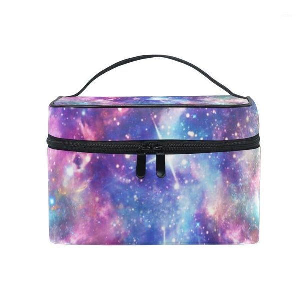 

fengju cosmetic bag portable travel organizer hanging toiletry case storage tote for girls woman starry galaxy colors1