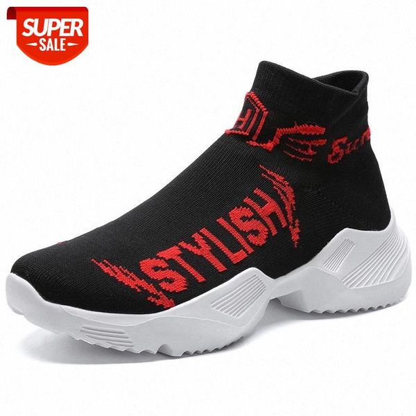 

2019 fashion high casual shoes for men breathable flats mens platform shoes men sock walking footwear tenis masculino #bh79